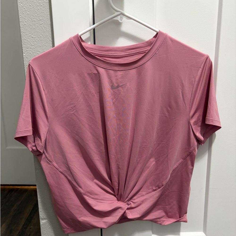 Nike Women's Pink Classic Twist Front Dri Fit Tee